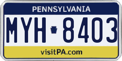 PA license plate MYH8403