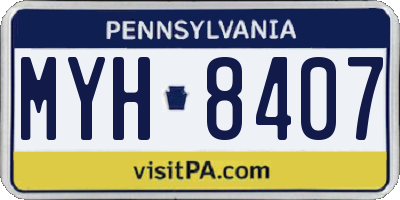 PA license plate MYH8407