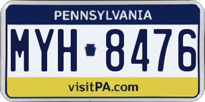 PA license plate MYH8476