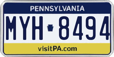 PA license plate MYH8494