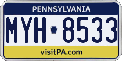 PA license plate MYH8533