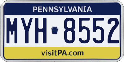 PA license plate MYH8552