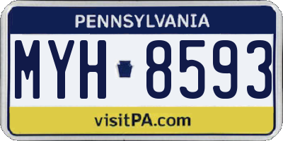 PA license plate MYH8593