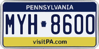 PA license plate MYH8600