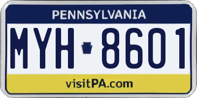 PA license plate MYH8601