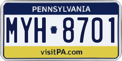 PA license plate MYH8701