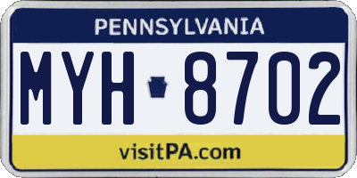 PA license plate MYH8702