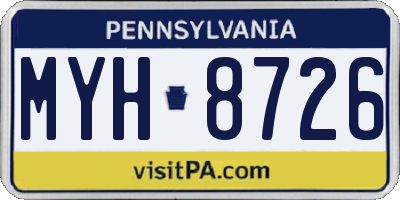 PA license plate MYH8726