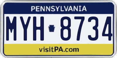 PA license plate MYH8734