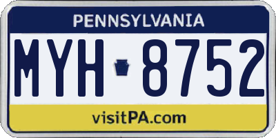 PA license plate MYH8752