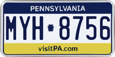 PA license plate MYH8756