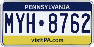 PA license plate MYH8762
