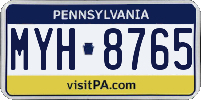 PA license plate MYH8765