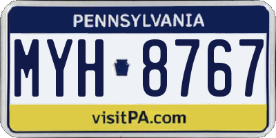 PA license plate MYH8767