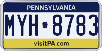 PA license plate MYH8783