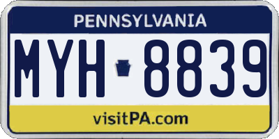 PA license plate MYH8839