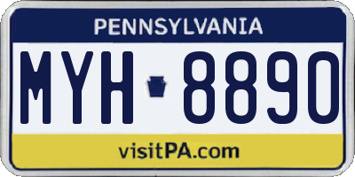 PA license plate MYH8890
