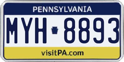 PA license plate MYH8893