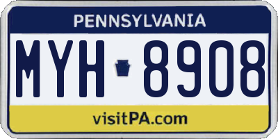 PA license plate MYH8908