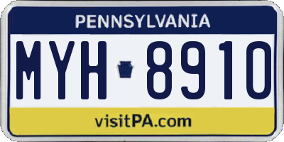 PA license plate MYH8910