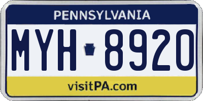 PA license plate MYH8920