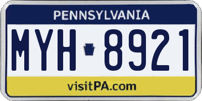 PA license plate MYH8921