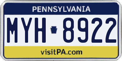PA license plate MYH8922