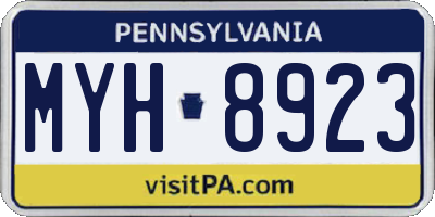 PA license plate MYH8923