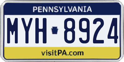 PA license plate MYH8924