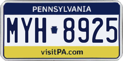 PA license plate MYH8925