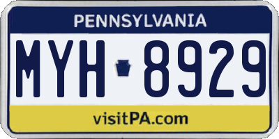 PA license plate MYH8929