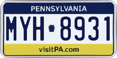 PA license plate MYH8931