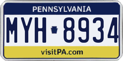 PA license plate MYH8934