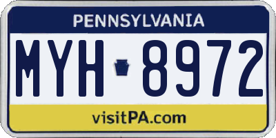PA license plate MYH8972