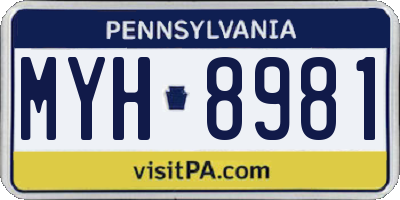 PA license plate MYH8981