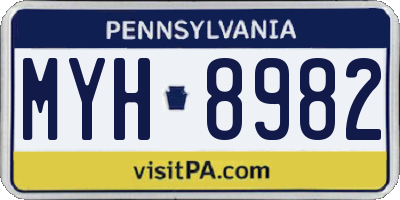 PA license plate MYH8982