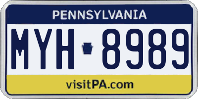 PA license plate MYH8989