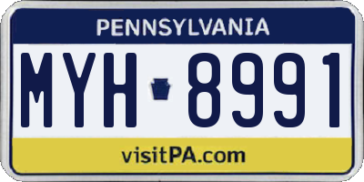 PA license plate MYH8991