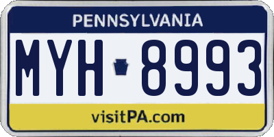 PA license plate MYH8993