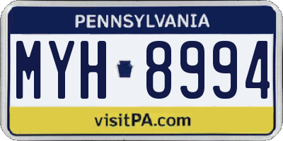 PA license plate MYH8994