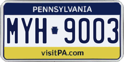 PA license plate MYH9003