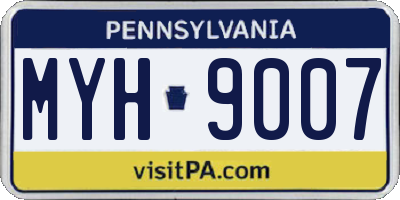 PA license plate MYH9007