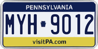 PA license plate MYH9012