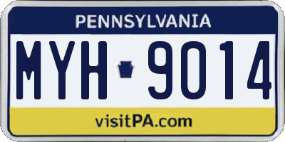 PA license plate MYH9014