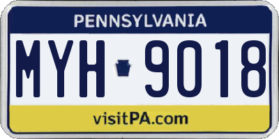 PA license plate MYH9018