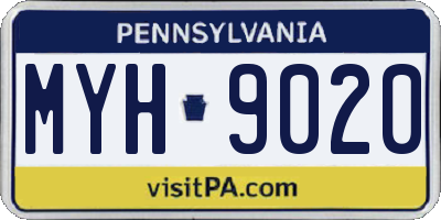 PA license plate MYH9020