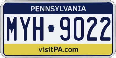 PA license plate MYH9022