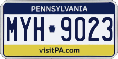 PA license plate MYH9023