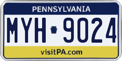PA license plate MYH9024