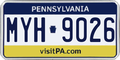 PA license plate MYH9026